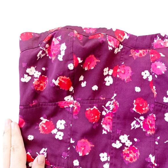 American Eagle AE Strapless Floral Sweetheart Neckline Peplum Bodice Top Large - Picture 3 of 11